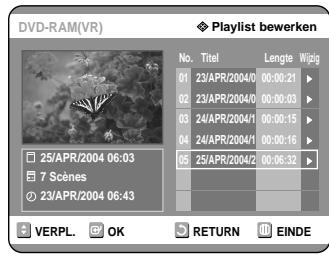 SAMSUNG DVD-R121 - - Omtering te gaan maar het menu Playlist bewerken - 1