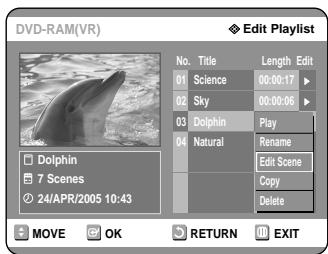 SAMSUNG DVD-R121 - Press the buttons to select Edit Scene, then press the OK button. - 1