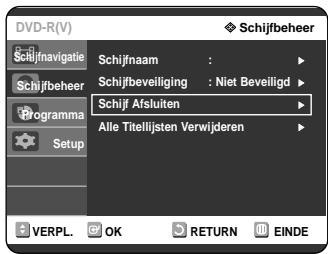 SAMSUNG DVD-R121 - Druk op de ▲▼ toets om Schijf Afsluiten te selecteren. Druk verwolgens op de OK of ▷toets. - 2