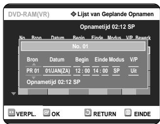 SAMSUNG DVD-R121 - Druk op OK of op de knop. Het scherm Timer-opname verschijnt. - 1