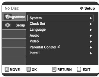SAMSUNG DVD-R121 - Press the buttons to select Setup, then press the OK or button. - 1