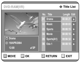 SAMSUNG DVD-R121 - Using the TITLE LIST button - 1