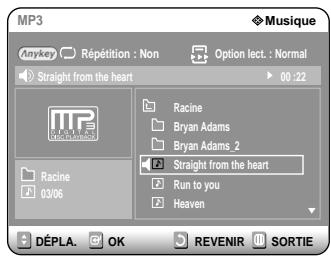 SAMSUNG DVD-R121 - Appuyez sur les boutons ▲▼ pour selectionner Musique puis appuyez sur le bouton ▷ ou sur OK. - 1