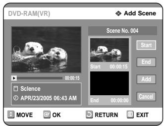 SAMSUNG DVD-R121 - Adding a Scene - 3