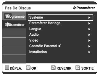 SAMSUNG DVD-R121 - Appuyez sur les boutons ▲▼ pour sélectionner Paramétrer, puis appuyez sur le bouton ▷ ou OK. - 1