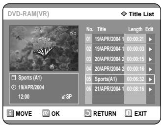 SAMSUNG DVD-R121 - Using the TITLE LIST button - 5