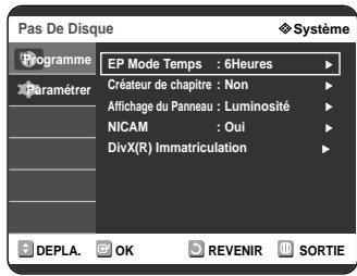 SAMSUNG DVD-R121 - Appuyez sur les boutons ▲▼ pour sélectionner Systeme, puis appuyez sur le bouton ▷ ou OK. - 1