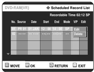 SAMSUNG DVD-R121 - Deleting the Scheduled Record List - 5