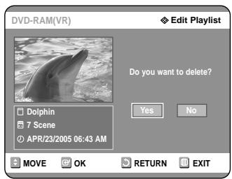 SAMSUNG DVD-R121 - Press the buttons to select the title you want to delete from the Playlist, then press the OK or button. - 3