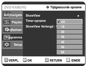 SAMSUNG DVD-R121 - Selecteer met de toetsen ShowView Verlengd en druk op de toets OK of . - 1