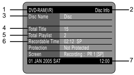 SAMSUNG DVD-R121 - Checking the available disc space (Disc Information) - 1