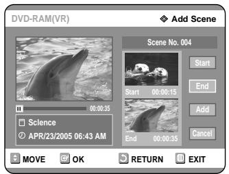 SAMSUNG DVD-R121 - Adding a Scene - 4