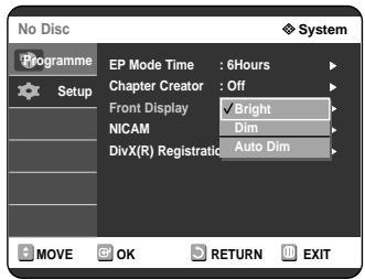 SAMSUNG DVD-R121 - Setting up the Front Display Options - 4