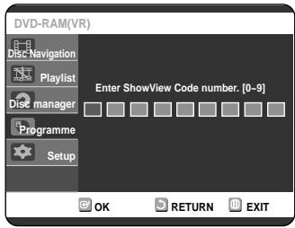 SAMSUNG DVD-R121 - With the unit in Stop mode, press the TIMER button. Press the buttons to select ShowView, then press the OK or button. - 1