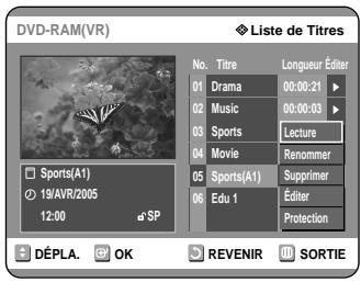SAMSUNG DVD-R121 - Utilisation de la touche MENU - 2