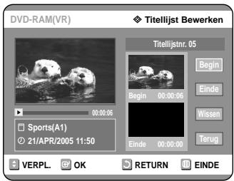 SAMSUNG DVD-R121 - Druk aan het begin van het te verwijderen gedeelte op de OK toets. - 1