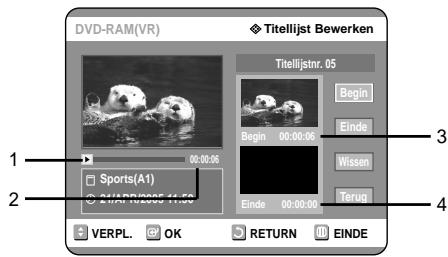 SAMSUNG DVD-R121 - Druk aan het begin van het te verwijderen gedeelte op de OK toets. - 2