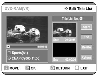 SAMSUNG DVD-R121 - Using the TITLE LIST button - 4
