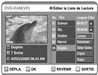 SAMSUNG DVD-R121 - Appuyez sur les touches ▲▼ pour selectionner l'entrée de la Liste de lecture que vous souhaitez éciter, puis appuyez sur la touche OK ou ▷. - 1