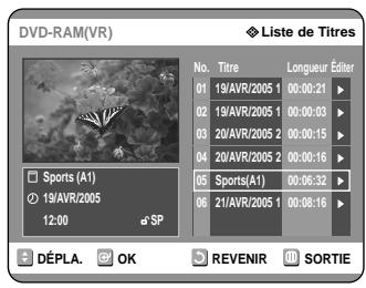 SAMSUNG DVD-R121 - Utilisation de la touche TITLE LIST - 5