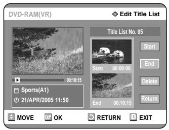 SAMSUNG DVD-R121 - Using the TITLE LIST button - 6