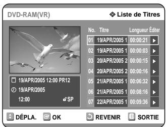 SAMSUNG DVD-R121 - Utilisation de la touche TITLE LIST - 1