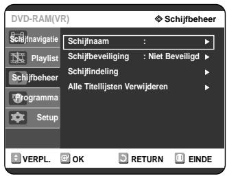 SAMSUNG DVD-R121 - Druk op de ▲▼ toetsen om Schijfbeheer te selecteren. Druk verwolgens op de OK of ▷ toets. - 1