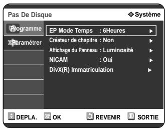 SAMSUNG DVD-R121 - Appuyez sur les boutons ▲▼ pour selectionner Système, puis appuyez sur le bouton ▷ ou OK. - 1