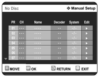 SAMSUNG DVD-R121 - Presetting Channels with the Manual Setup function - 4