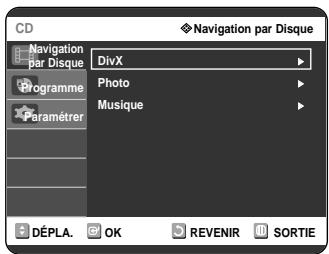 SAMSUNG DVD-R121 - Appuyez sur les boutons ▲▼ pour sélectionner Navigation par Disque puis appuyez sur le bouton ▷ ou sur OK. - 1