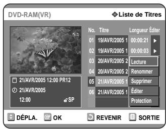SAMSUNG DVD-R121 - Utilisation de la touche TITLE LIST - 2