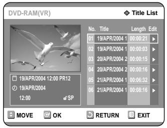 SAMSUNG DVD-R121 - Using the TITLE LIST button - 1