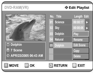SAMSUNG DVD-R121 - Press the buttons to select the title you want to delete from the Playlist, then press the OK or button. - 1