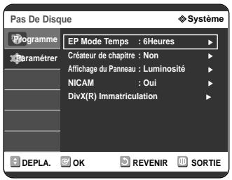 SAMSUNG DVD-R121 - Appuyez sur les boutons  pour selectionner Systeme, puis appuyez sur le bouton  ou OK. Le menu du système s'affiche. - 1