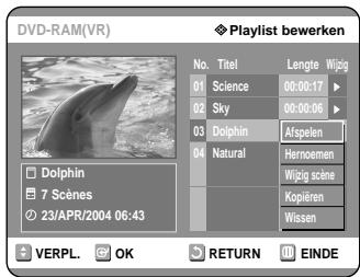 SAMSUNG DVD-R121 - Ga in de Playlist met de ▲▼ toetsen maar de gewenste titel en druk verwolgens op de OK of ▷ toets. - 1