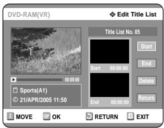 SAMSUNG DVD-R121 - Using the TITLE LIST button - 3