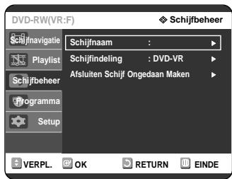 SAMSUNG DVD-R121 - Druk op de ▲▼ toetsen om Schijfbeheer te selecteren en druk verrolgens op de OK of ▷ toets. - 1