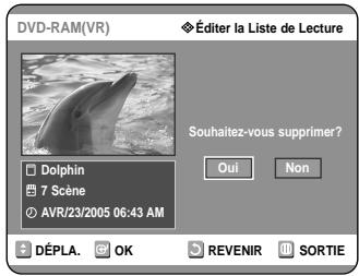 SAMSUNG DVD-R121 - Appuyez sur les touches ▲▼ pour selectionner l'entrée de la Liste de lecture que vous souhaitez éciter, puis appuyez sur la touche OK ou ▷. - 3