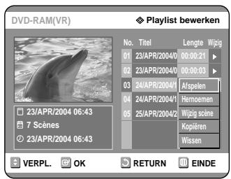 SAMSUNG DVD-R121 - Ga in de Playlist met de ▲▼ toetsen maar de titel die u wilt wijzigen en druk verzolgens op de OK of ▷ toets. - 1