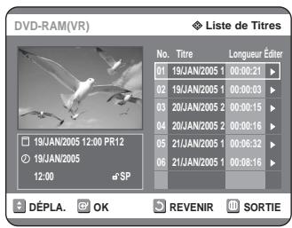 SAMSUNG DVD-R125P - Utilisation de la touche TITLE LIST - 1