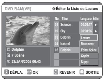 SAMSUNG DVD-R125P - Appuyez sur les touches ▲▼ pour selectionner l'entrée de la Liste de lecture que vous souhaitez éciter, puis appuyez sur la touche OK ou ▷. - 1