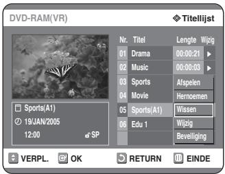 SAMSUNG DVD-R125P - Ga met de ▲▼ toetsen maar een titel die uuit de Titelloijst wilt verwijderen en drukervolgens op de OK of ▷toets. - 2