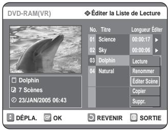 SAMSUNG DVD-R125P - Appuyez sur les touches ▲▼ pour selectionner Éditer Scène, puis appuyez sur la touche OK. - 1