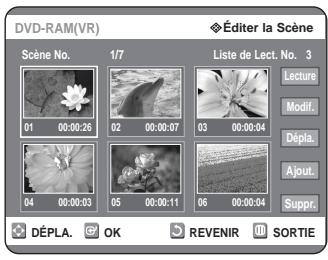 SAMSUNG DVD-R125P - Appuyez sur les touches ▲▼ pour selectionner Éditer Scène, puis appuyez sur la touche OK. - 2