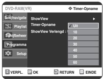 SAMSUNG DVD-R125P - Selecteer met de ▼toetsen ShowView Verlengd en druk op de toets OK of ▷. - 1