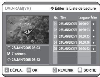 SAMSUNG DVD-R125P - - Pour revenir au menu Éditer une liste de lecture - - 1