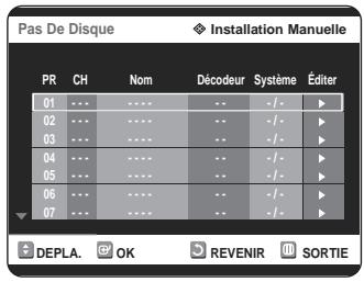 SAMSUNG DVD-R125P - Appuyez sur les boutons ▲▼ pour sélectionnner Installation Manuelle, puis appuyez sur le bouton ▷ ou OK. - 1