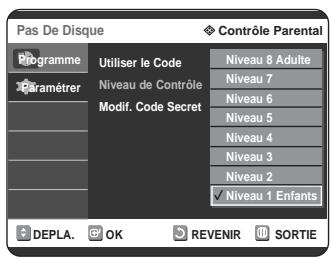 SAMSUNG DVD-R125P - Appuyez sur OK ou sur le bouton Le niveau d'évaluation s'affiche. - 1