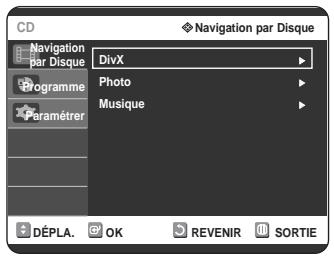 SAMSUNG DVD-R125P - Appuyez sur les boutons ▲▼ pour selectionner Navigation par Disque puis appuyez sur le bouton ▷ ou sur OK. - 1