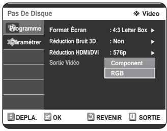 SAMSUNG DVD-R125P - Configuration des options Sortie Video - 4